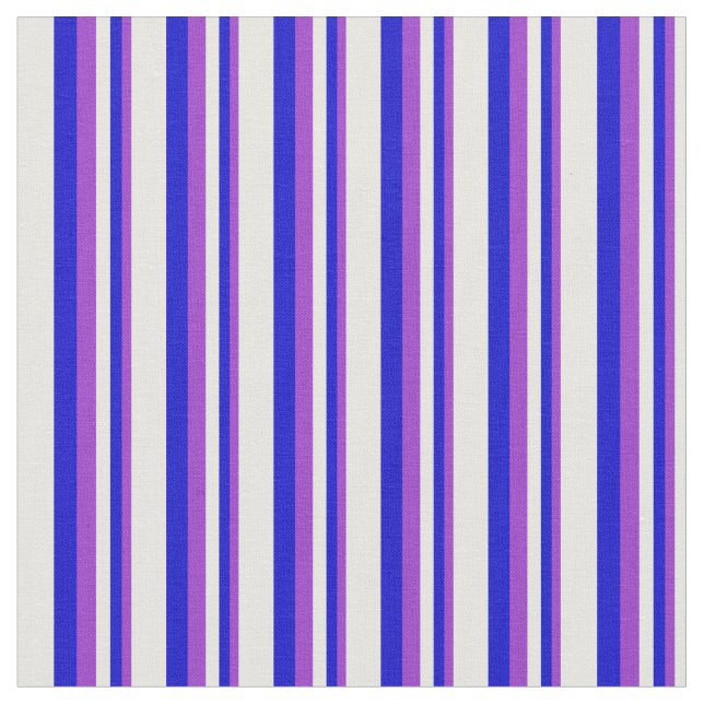 Dark Orchid, Blue, and Mint Cream Stripes Fabric (Close Up)