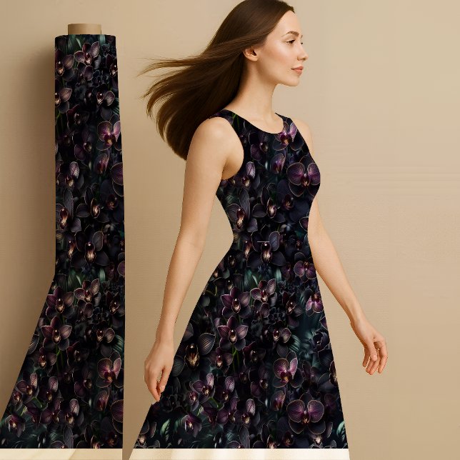 Dark Orchid Gothic Maximalist Botanical Fabric (Dark Orchid Gothic Maximalist Botanical Fabric)