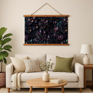 Dark Orchid Gothic Maximalist Botanical Wood Tapes Hanging Tapestry