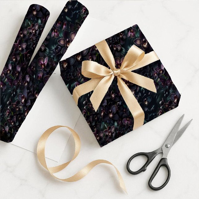 Dark Orchid Maximalist Gothic Floral Gift Wrap Pap (Dark Orchid Gothic Maximalist Floral Gift Wrap)