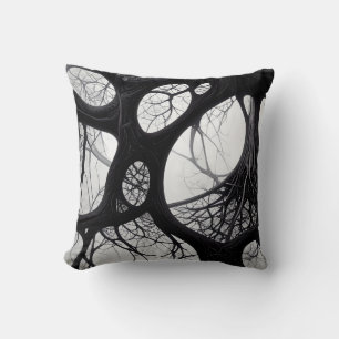 Dark Organic Roots Abstract Pattern Pillow