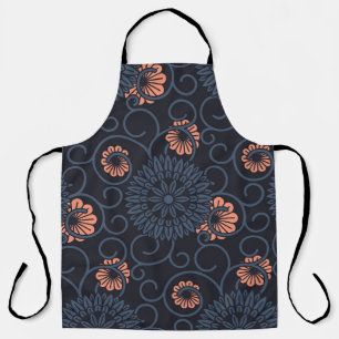 Dark Ornamented Circles Vintage Seamless Apron