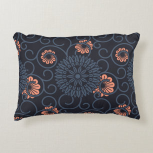 Dark Ornamented Circles Vintage Seamless Decorative Cushion