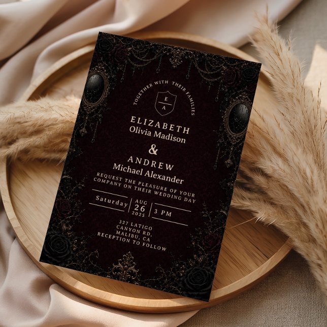 Dark Ornate Victorian Goth Wedding Invitation (Creator Uploaded)