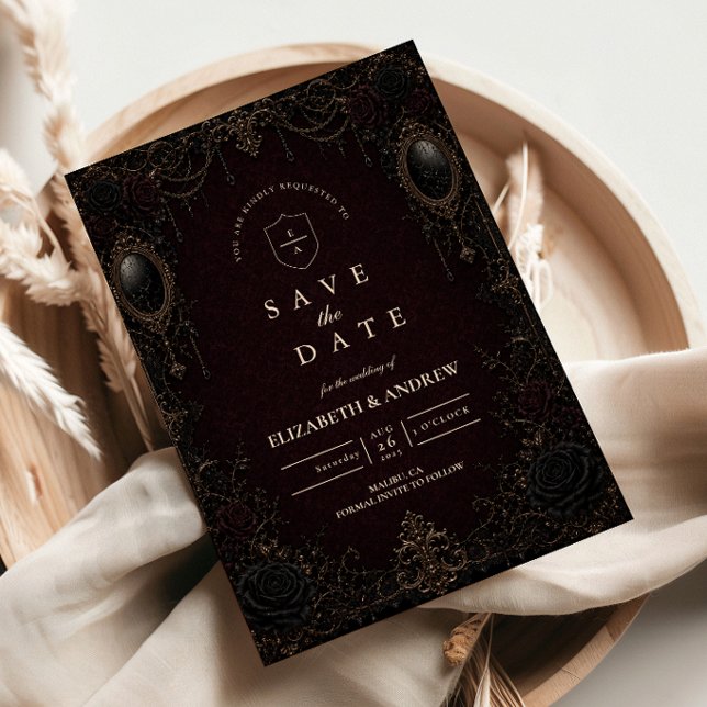 Dark Ornate Victorian Goth Wedding Save The Date (Creator Uploaded)