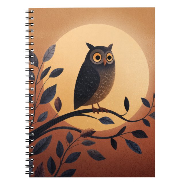 Dark Owl Golden Twilight Notebook (Front)