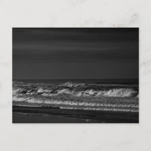 Dark Pacific Ocean Waves in Monochrome Postcard