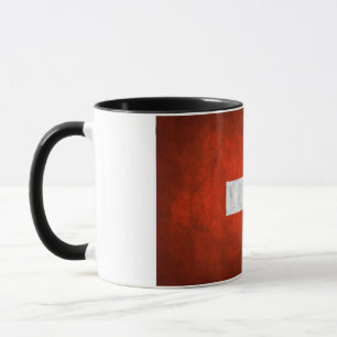 Dark Painted Swiss Flag Covered Ceramic Mug