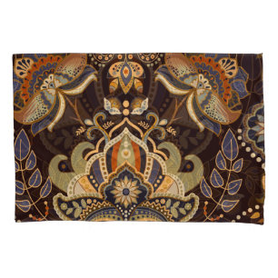 Dark Paisley: Floral Indian Seamless. Pillowcase
