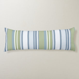 Dark Pastel Blue and Spring Rain Stripes Body Cushion