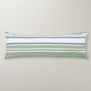 Dark Pastel Blue and Spring Rain Stripes Body Cushion