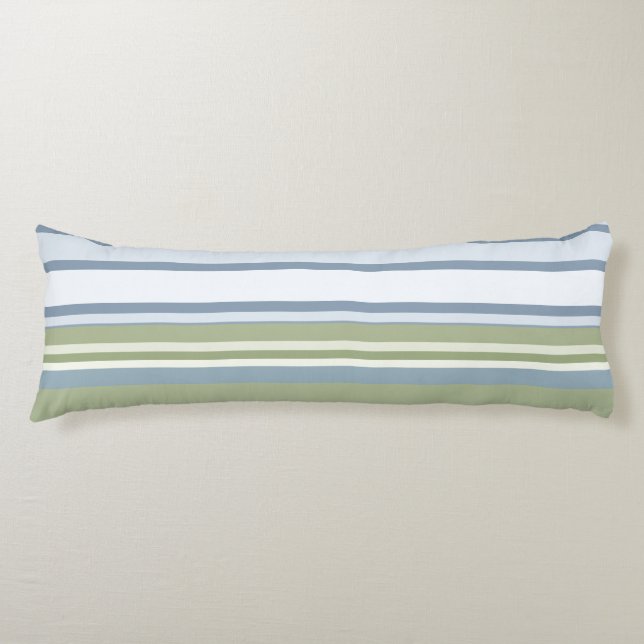 Dark Pastel Blue and Spring Rain Stripes Body Cushion (Front)