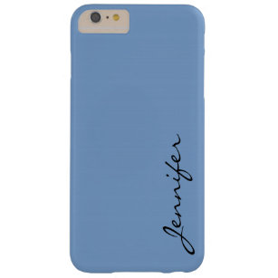 Dark pastel blue colour background barely there iPhone 6 plus case