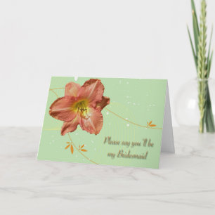 Dark Peach Lily Bridesmaid Request Card