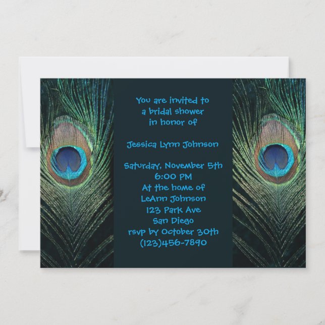 Dark Peacock Bridal Shower Invitation (Front)
