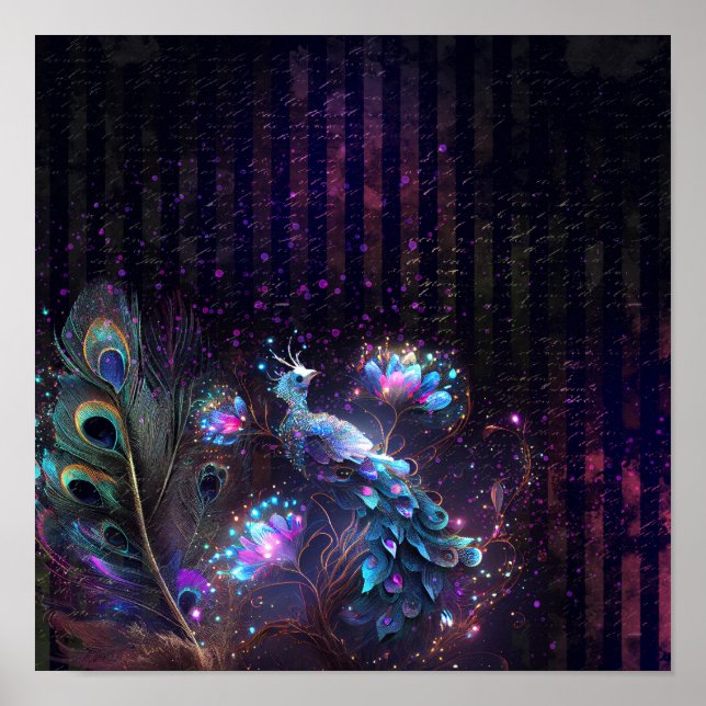 Dark Peacock Digital Art Design 4 Poster (Front)