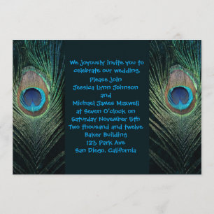 Dark Peacock Wedding Invitation
