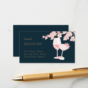 Dark Pearl Champagne Retro Bridal Shower Register Enclosure Card