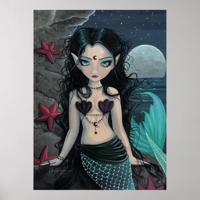 Dark Pearl Mermaid Poster Print (Front)