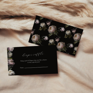 Dark Peony Flowers Baby Shower Diaper Raffle Enclosure Card