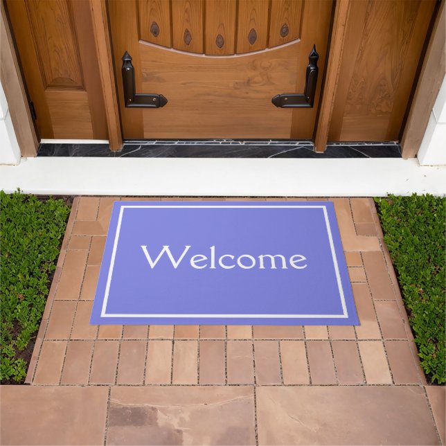 Dark Periwinkle Purple Welcome Doormat (Outdoor)