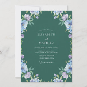 Dark Petrol Watercolor Wedding Invitation