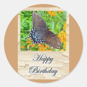 Dark Phase Tiger Swallowtail Butterfly Birthday Classic Round Sticker