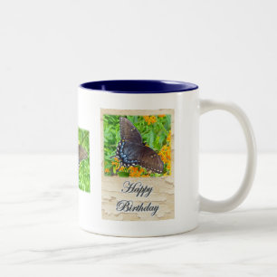 Dark Phase Tiger Swallowtail Butterfly Birthday Two-Tone Coffee Mug