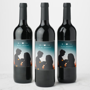 Dark Photo Engagement Announcement Wine Label