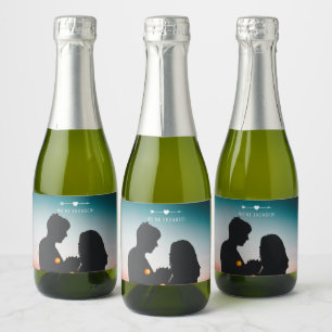 Dark Photo Engagement Mini Sparkling Wine Labe Sparkling Wine Label