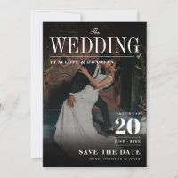 Dark Photo Magazine Type Elegant QR Code Wedding