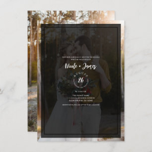 Dark Photo Tint Overlay Modern Minimal Wedding Invitation