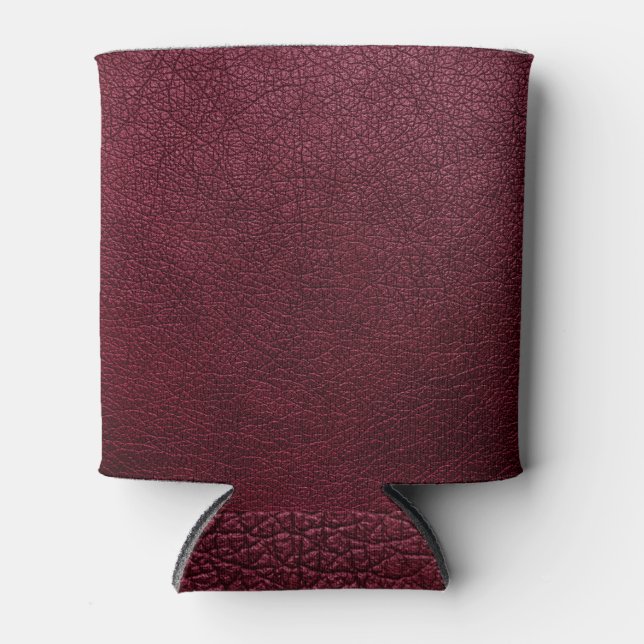 Dark Pink Allure: Leather Texture Can Cooler (Front)