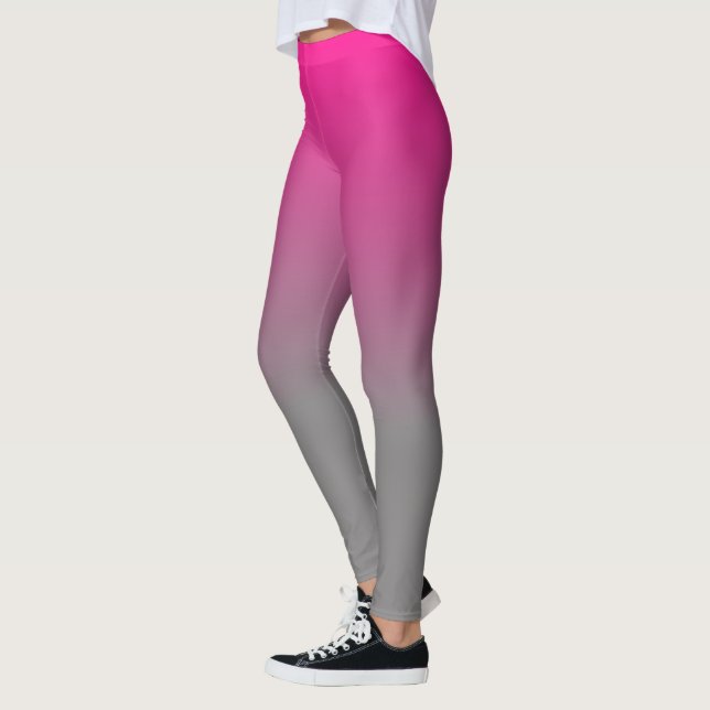 Dark Pink and Grey Ombre Pattern Leggings (Left)