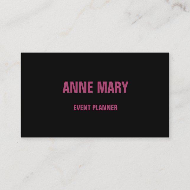 Dark Pink Black Custom Colour Elegant Classy Moder Business Card (Front)