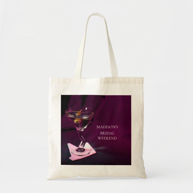 Dark Pink Bridal Party Wedding Weekend Martini  Tote Bag (Front)