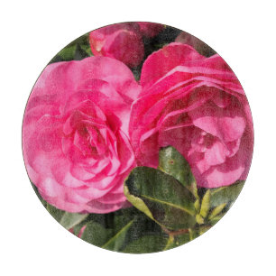 Dark pink Camellia Flowers   Cutting Board