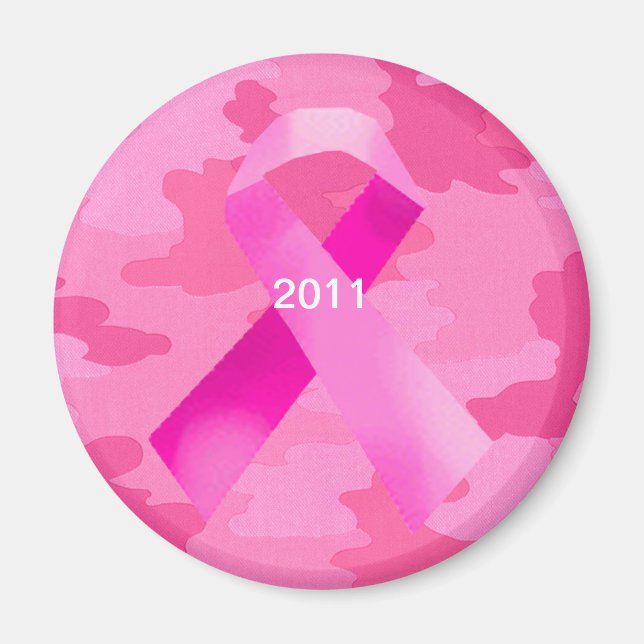 Dark Pink Camouflage Pink Ribbon Date Magnet (Front)