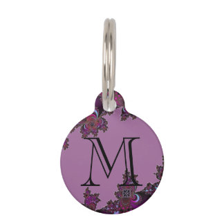 Dark Pink Celtic Fractal Design Pet Tag