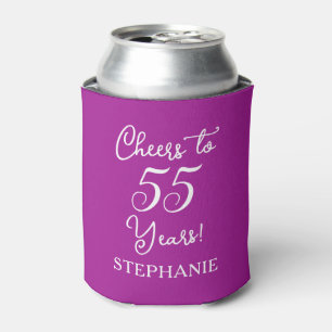 Dark Pink Cheers to 55 Years 55th Birthday Can Cooler