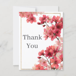 Dark Pink Cherry Blossoms Thank You Card