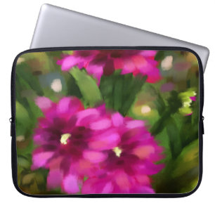 Dark Pink Dahlia Floral Flowers Flower Green Laptop Sleeve