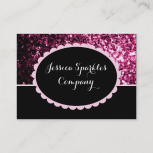 Dark Pink faux shiny glitter sparkle black elipse Business Card