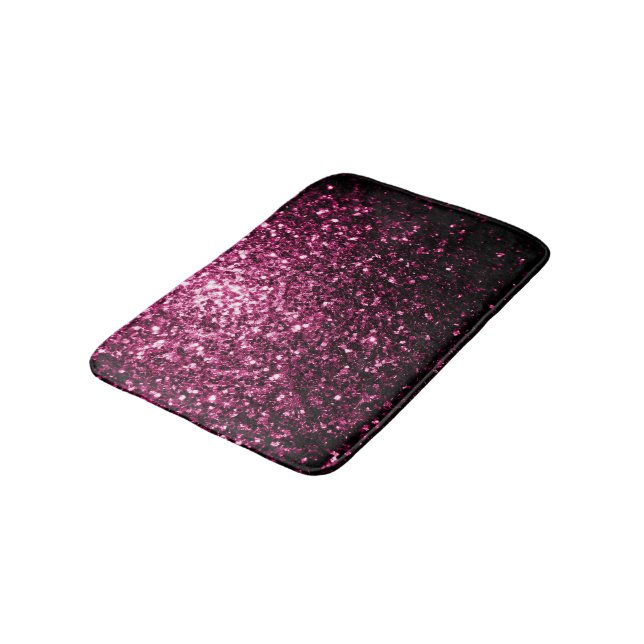 Dark Pink faux shiny glitter sparkles Bath Mat (Angled)