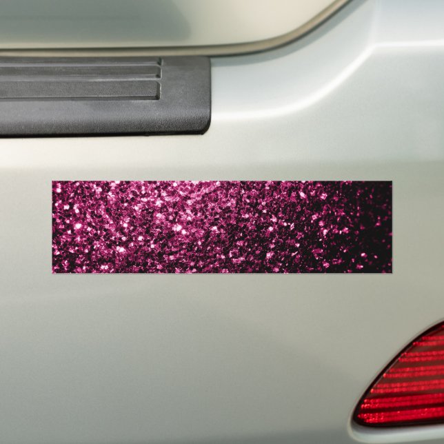 Dark Pink faux shiny glitter sparkles Bumper Sticker (On Car)