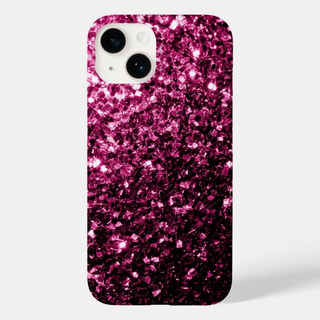 Dark Pink faux shiny glitter sparkles Case-Mate iPhone Case (Back)