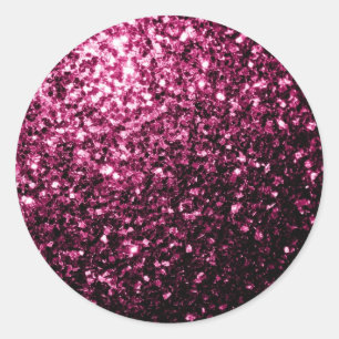 Dark Pink faux shiny glitter sparkles Classic Round Sticker