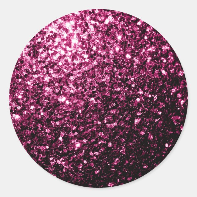 Dark Pink faux shiny glitter sparkles Classic Round Sticker (Front)