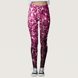 Dark Pink faux shiny glitter sparkles Leggings