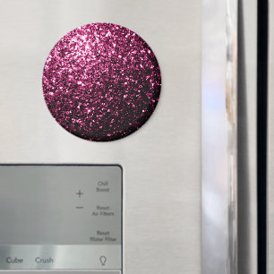 Dark Pink faux shiny glitter sparkles Magnet